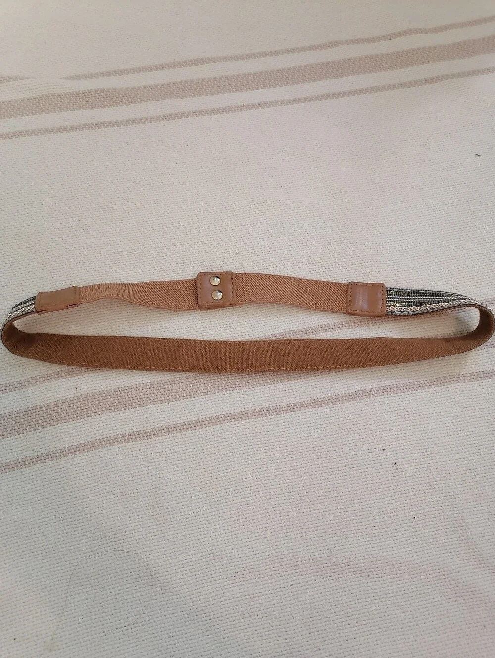 Stretch Elastic Sweater Belt with Metallic Accent - Beige
